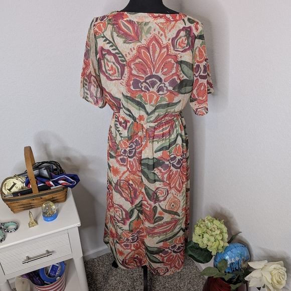 Baltic Born Floral Midi Dress in Pink and Green - Picture 3 of 6